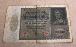 Billet / Banque Allemand 1922 Ww1 Ww2 10000 Marks Avec Filigranes Losange - 10.000 Mark