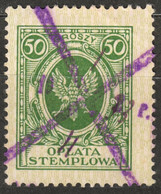 1922 Poland - Fiscal Revenue Tax Oplata Stemplowa Stempelmarke 50 Groszy - Used - Fiscales