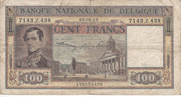 BILLETE DE BELGICA DE 100 FRANCS DEL AÑO 1949  (BANK NOTE) - 100 Francs