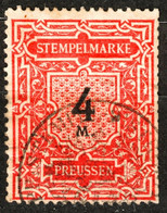 Preußen Prussia - Fiscal Revenue Tax Stempelmarke - 4 M - Used - Otros & Sin Clasificación