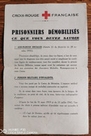 Document CROIX ROUGE FRANÇAISE PRISONNIERS DÉMOBILISÉ - Décrets & Lois