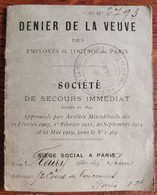 Document DENIER De La VEUVE Des Employés De L'octroi De Paris De 1926 à 1940 - Décrets & Lois