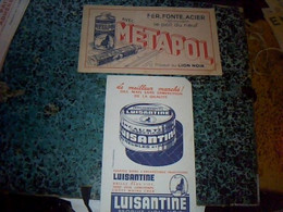 Vieux Papier  Buvards X2  Publicitaire Produits Du Lion Noir : Cirage Luisantine Et Mètapol  Fer Fonte Acier - L
