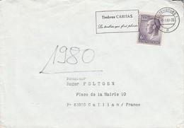 LUXEMBOURG SEUL SUR LETTRE POUR LA FRANCE 1980 - Briefe U. Dokumente