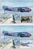 Czech Republic - 2019 - The World In Clouds - Electra 10A Airplane - Set Of 2 Maximum Cards With Holograms - Lettres & Documents