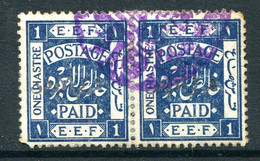 Transjordan 1920 Stamps Of Palestine O/P - P.14 - 1p Deep Indigo Pair Used (SG 14) - Jordanie