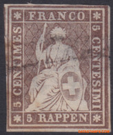 Zwitserland 1854 - Mi:13 I, Yv:26d, Stamp - O - Seated Helvetia - Gebraucht