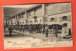 ZPA-21 Caserne De Bière, Pansage Des Chevaux. Inspection. Circulé 1905.Cachet Artillerie Ecole De Recrues. Militaire - Bière