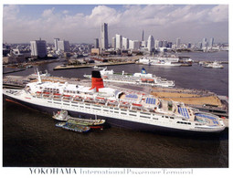 (TT 1) Japan Posted To Australia - Port Of Yokohama With Cruise Ship Queen Elizabeth II - Piroscafi