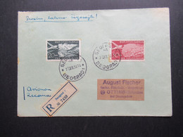 Jugoslawien 1951 Flugzeuge über Landschaften Nr.649/650 Einschreiben Beograd 1 Nach Otting Roter Dreieck Zensurstempel - Covers & Documents