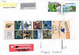 Ecuador, Banana Plantation, Volcano, Self-Adhesive Booklet On Circulated Cover To Hong Kong - Volcanos