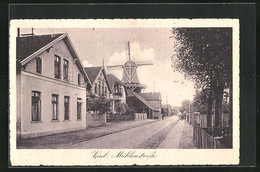 AK Varel I. O., Mühlenstrasse Mit Windmühle - Varel