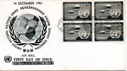 ONU NEW-YORK. N°4 De 1951 Sur Enveloppe 1er Jour. Hirondelle. - Swallows