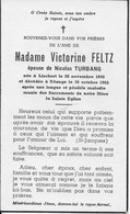 GC . LISCHERT ..-- Mme Victorine FELTZ , épouse De Mr Nicolas TURBANG , Née En 1898 , Décédée En 1962 à UDANGE . - Attert