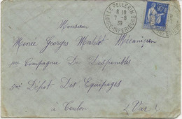 LETTRE AFFRANCHIE N° 368 OBLITEREE CAD -LE PELLERIN -LOIRE INFERIEUR -1939 - 1921-1960: Modern Period