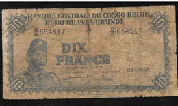 10 Francs -congo-belge Type "1955" 01-08-58 - Banco De Congo Belga