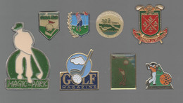 PINS PIN'S SPORT GOLF 833 MAGIC PARK D'ARDREE TOURS ROBERT TRENT JOHN GONVILLE GOLF MAGAZINE  LOT 8 PINS - Golf