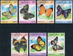 LAOS Papillons, Butterflies, Mariposas Yvert N° 699/705 Oblitéré, Used - Butterflies