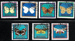 MONGOLIE Papillons, Butterflies, Mariposas Yvert N° 1428/34 Oblitéré, Used (Série Complète) - Vlinders