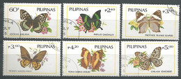 PHILIPPINES- PILIPINAS Papillons, Butterflies, Mariposas Yvert N°1379/84 Oblitéré, Used (Série Complète) - Schmetterlinge