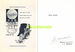 BELGIE FDC LUXE 1970 EERSTE MAN OP DE MAAN HANDTEKENING ANSEELE MINISTER P.T.T. - Luxevelletjes [LX]