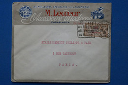 V20 MAROC FRANCE BELLE  LETTRE  RARE  1928  CASABLANCA POUR PARIS FRANCE + OB DAGUIN+ LECOEUR + AFFRANCH. PLAISANT - Lettres & Documents