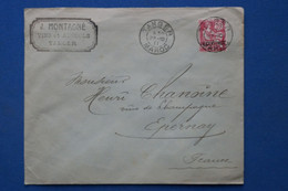 V20 MAROC FRANCE BELLE  LETTRE     1911  TANGER  POUR EPERNAY  FRANCE+  SURCHARGE + AFFRANCH. PLAISANT - Briefe U. Dokumente