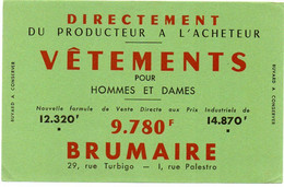 Buvard Ancien Vêtements Brumaire. - L