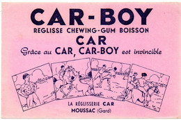Buvard Car-Boy, Chewing Gum. La Réglisserie à Moussac. - Sucreries & Gâteaux