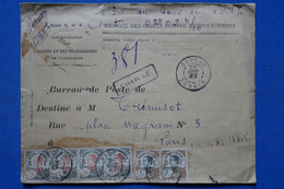 V21 INDO CHINA BELLE  LETTRE 1927 INDOCHINE  DAPCAU +BANDE DE T.P +  AFFRANCH. INTERESSANT - Storia Postale