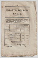 Bulletin Des Lois N°414 1820 Brevets D'invention (Bordier-Marcet Fanal Marine...)/Deprey à Saint-Omer/Prix Des Grains - Décrets & Lois