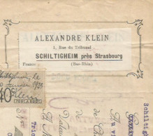JY  / Facture Ancienne  SCHILTIGHEIN 1923 Alexandre KLEIN   / MAZAMET - Schiltigheim