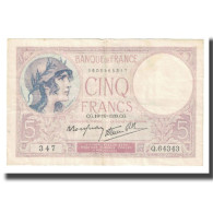 France, 5 Francs, Violet, 1939, P. Rousseau And R. Favre-Gilly, 1939-10-19, TTB - 5 F 1917-1940 ''Violet''