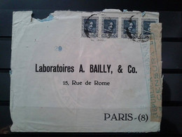 1938 España Guerra Civil -Barcelona Paris Edifil 738 X 4 Sobre Con Marca De Agua - Spain Civil War - Espagne Guerre - Bolli Di Censura Repubblicana