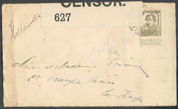 N°124 - 20 Cent. Pellens   obl. Sc LE HAVRE (SPECIAL) Sur Lettre Du 17-10-1915 Vers La Haye + Bande OPENED BY CENSOR 627 - Other & Unclassified