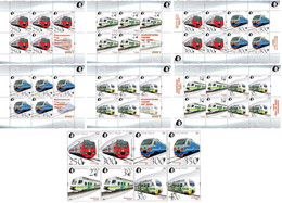Russia And Finland 2021 European Year Of Rail Commuter Trains Peterspost Super Full Set Of 8 Stamps And 4 Sheetlets - Ongebruikt