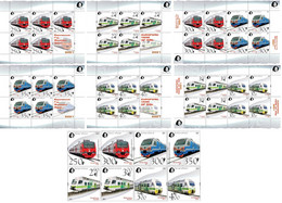 Russia And Finland 2021 European Year Of Rail Commuter Trains Peterspost Super Full Set Of 8 Stamps And 4 Sheetlets - Volledige Vellen