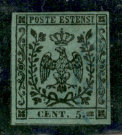 Modena - 1852 - 5 Cent (7q - Varietà) - 5 Con Punto Grosso E Spazio Tipografico - Usato (con Leggero Annullo Azzurro) -  - Non Classés