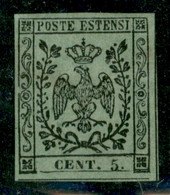 Modena - 1852 - 5 Cent Verde Oliva (8) - Gomma Originale (con Ossidazioni Naturali) - Non Classés
