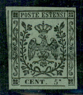 Modena - 1852 - 5 Cent (8b) - Punto Alto Dopo La Cifra - Usato - Oliva + Fiecchi - Non Classés