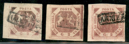 Napoli - 1858 - 2 Grana (5a+5d+5e - Prima Tavola) - Insieme Di 3 Valori Con Colori Diversi E Grandi Margini - Usati - Mo - Other & Unclassified