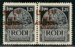 Colonie - Egeo - Occupazione Tedesca Dell'Egeo - 1943 - Coppia Del 1,25 Lire Pro Assistenza (124ffa+124fg) Con Soprastam - Autres & Non Classés