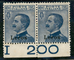 Colonie - Egeo - Lero - 1912 - 25 Cent Michetti (5) - Coppia Bordo Foglio - Gomma Integra - Autres & Non Classés