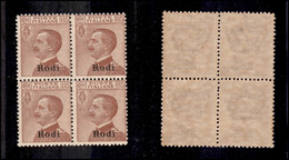 Colonie - Egeo - Rodi - 1922 - 85 Cent (13) In Quartina - Gomma Integra (1.300+) - Autres & Non Classés
