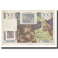 France, 500 Francs, Chateaubriand, 1952, BELIN ROUSSEAU GARGAM, 1952-07-03, TTB - 500 F 1945-1953 ''Chateaubriand''