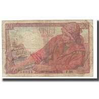 France, 20 Francs, Pêcheur, 1943, 1943-10-07, B+, Fayette:13.7, KM:100a - 20 F 1942-1950 ''Pêcheur''