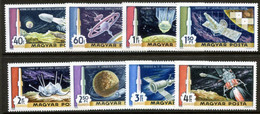 HUNGARY 1969 Moon Exploration MNH / **.  Michel 2547-54 - Unused Stamps
