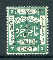 Transjordan 1923 Stamps Of Palestine O/P - Upwards - 2m Blue-green HM (SG 99B) - Forged Overprint - Jordan