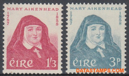 Ierland 1958 - Mi:138/139, Yv:138/139, Stamp - XX - Mary Aikenhead Founder Merciful Sisters - Neufs