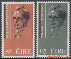 Ierland 1965 - Mi:172/173, Yv:171/172, Stamp - XX - William Butler Yeats Poet And Playwright - Nuovi